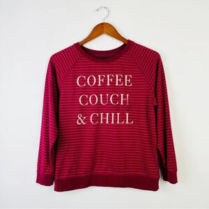 FIFTH SUN Burgundy Stripe‎ Lounge Sweater Top Size Medium